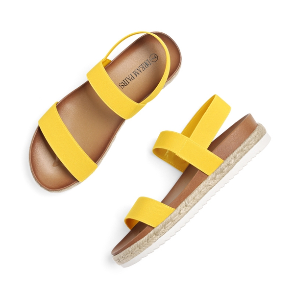 Open Toe Strap Espadrille Platform Sandals - MUSTARD YELLOW - 2
